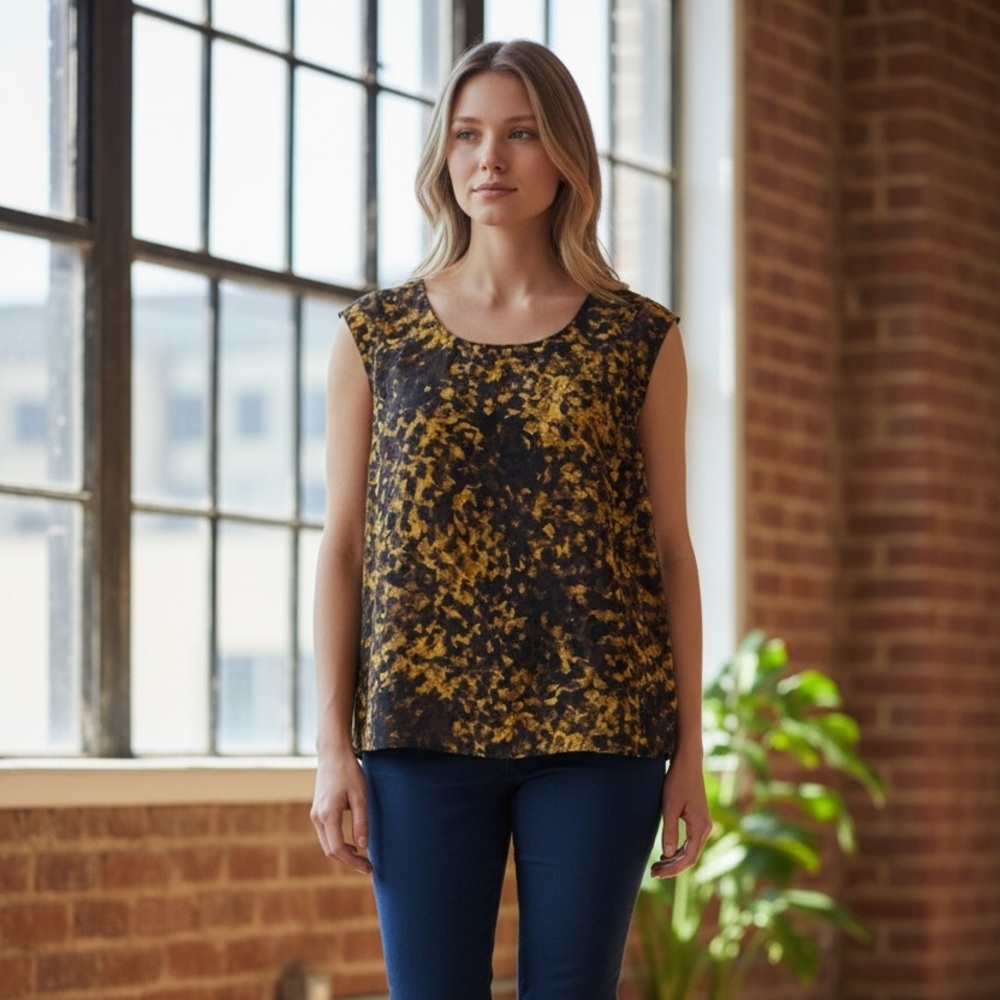 Merona Brown Pattern blouse XS NW0T Yellow and Black Women's Top